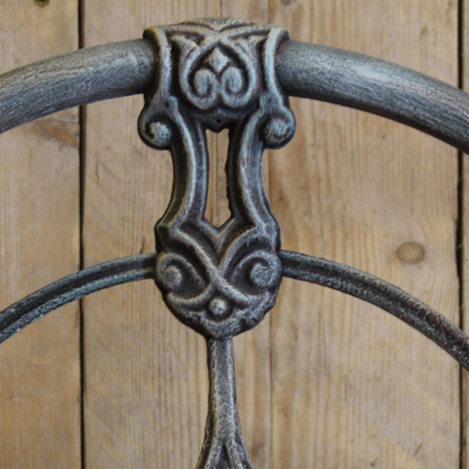 19th Century Double Antique Cast Iron and Brass Bed in Blue Vedrigris, MD166 For Sale