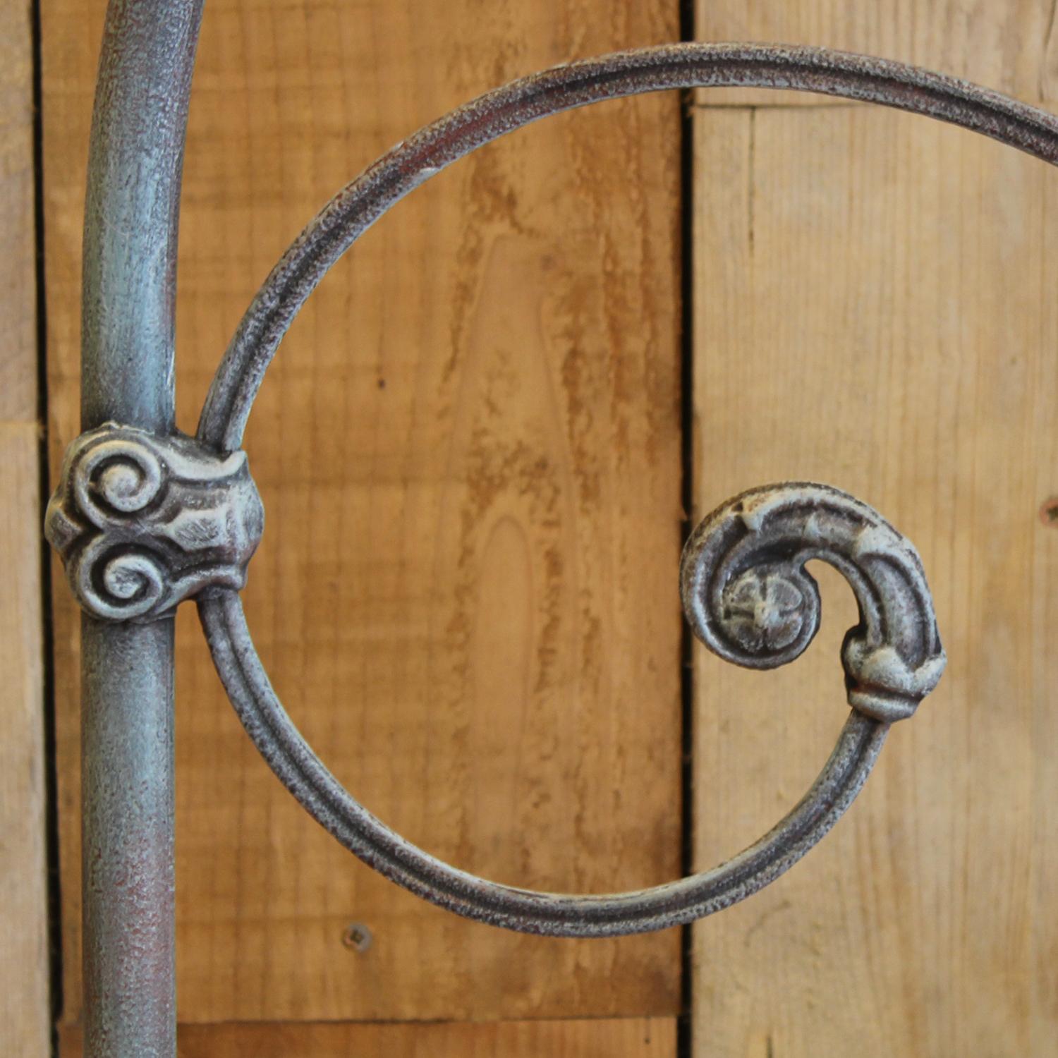 Double Antique Cast Iron and Brass Bed in Blue Vedrigris, MD166 For Sale 2