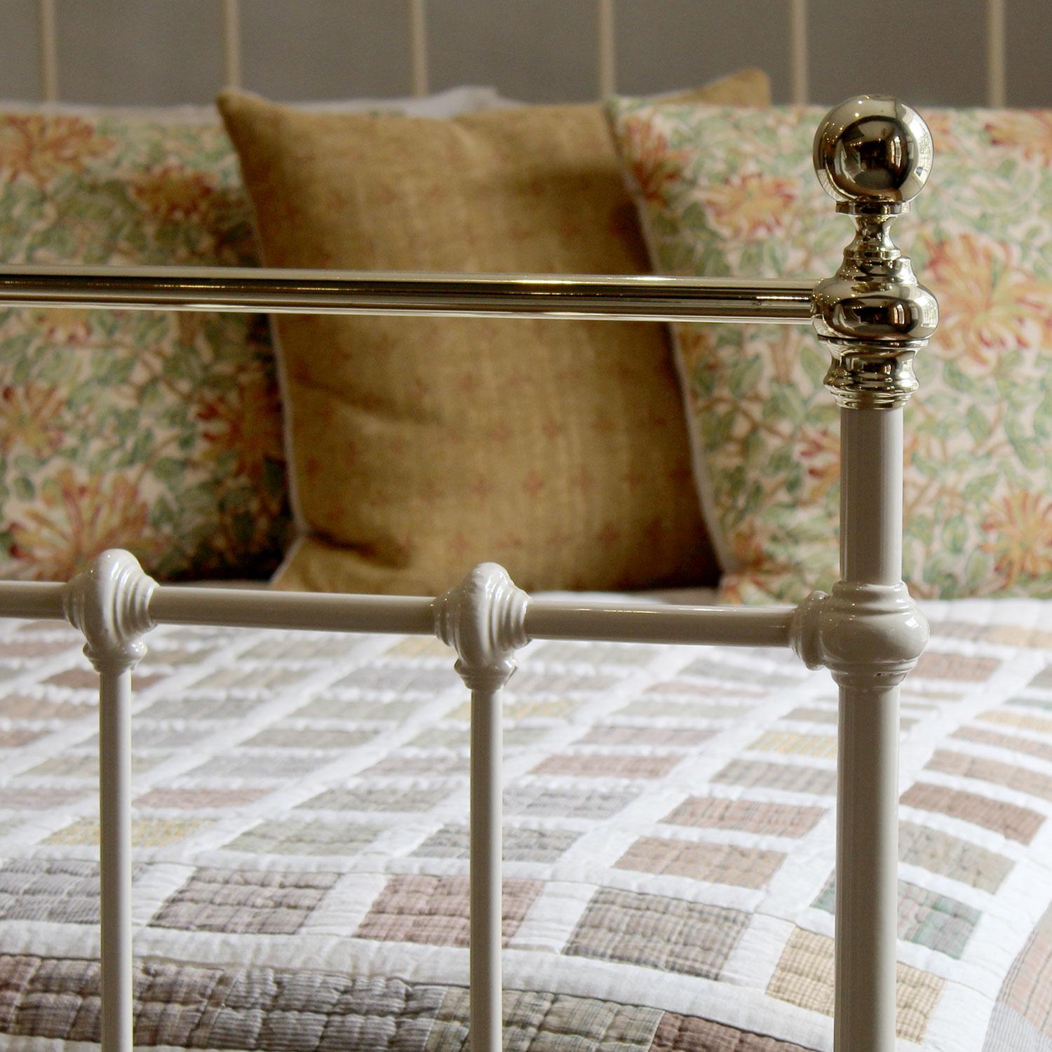 cream iron bed frame