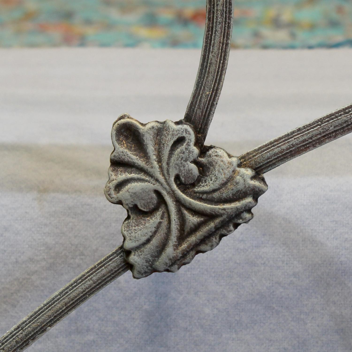 19th Century Double Antique Cast Iron Bed in Blue Vedrigris, MD169 For Sale