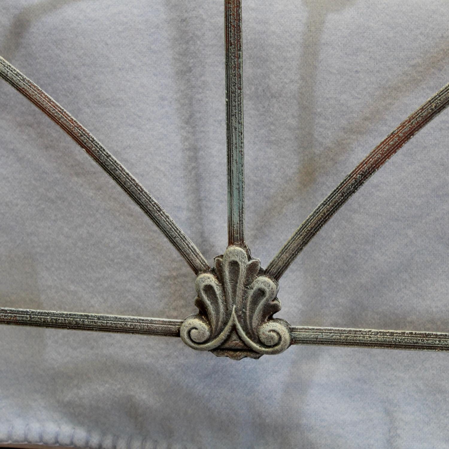 Double Antique Cast Iron Bed in Blue Vedrigris, MD169 For Sale 1