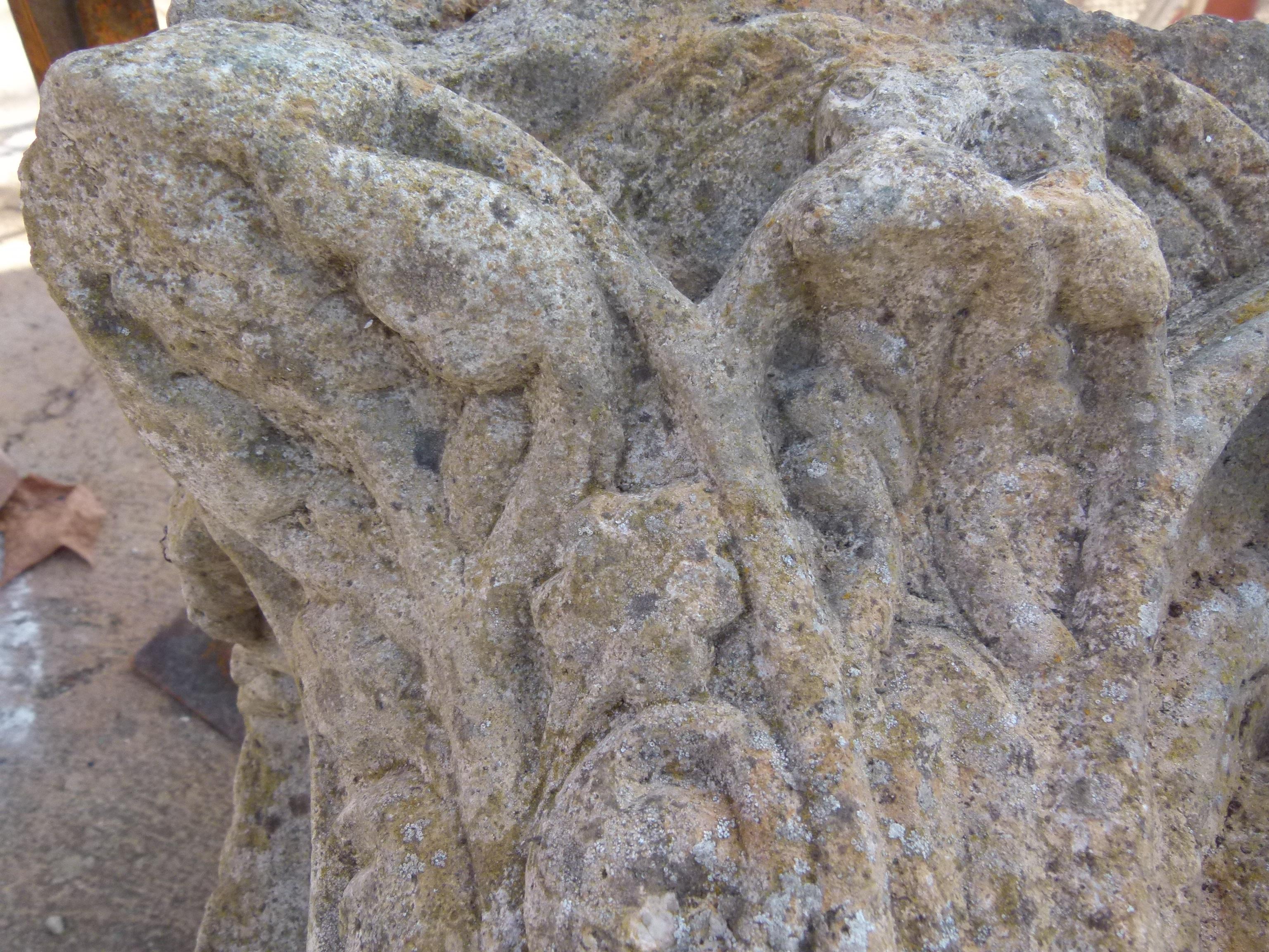 Hand carved double Corinthian applique. Limestone,  France 1