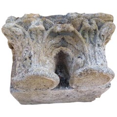 Hand carved double Corinthian applique. Limestone,  France