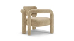 Sillón escultural moderno de chenilla beige hecho a mano Doble Arco de InsidherLand