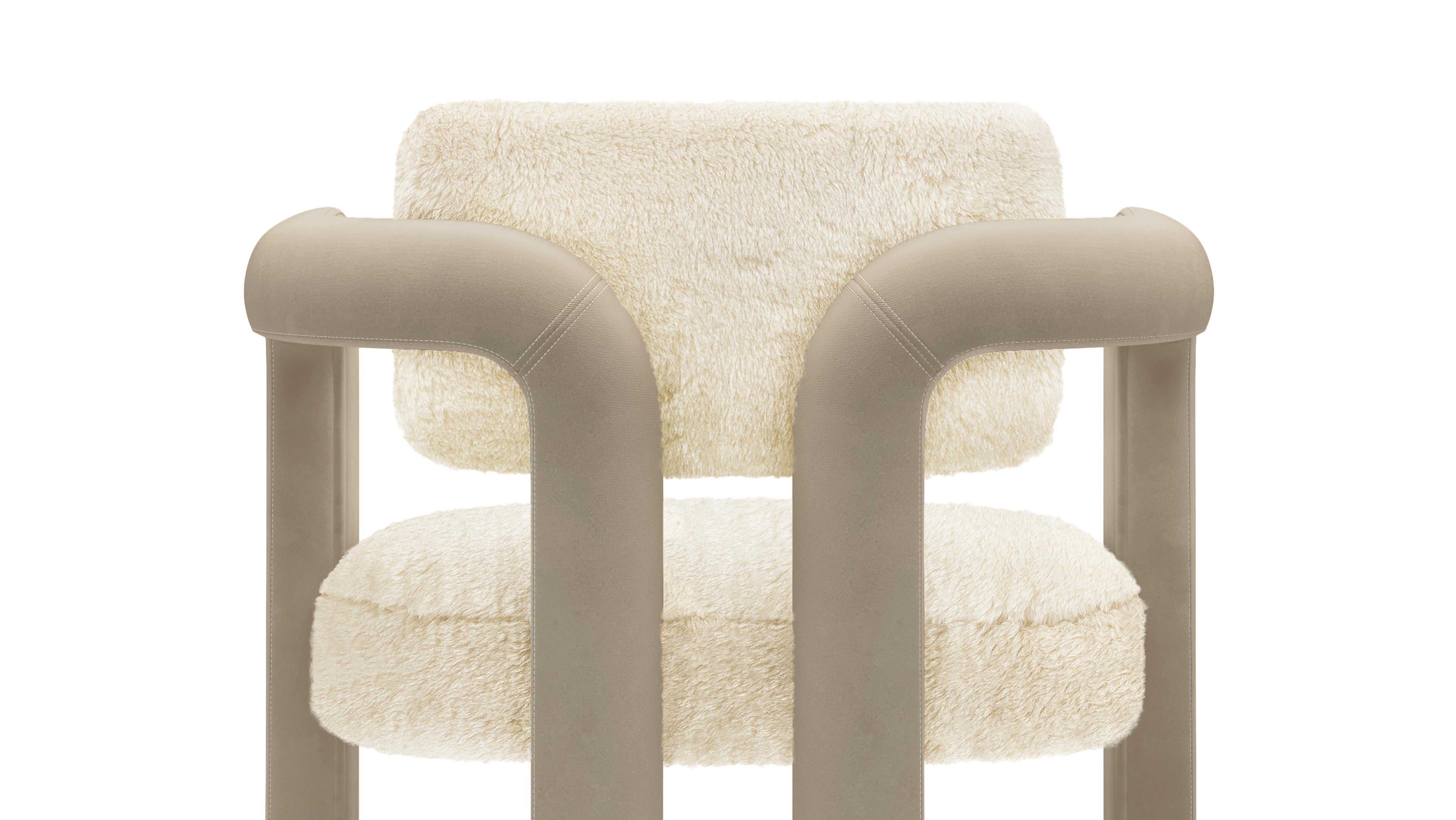Double Arch Dining Chair, Fur & Velvet, InsidherLand by Joana Santos Barbosa In New Condition For Sale In Maia, Porto