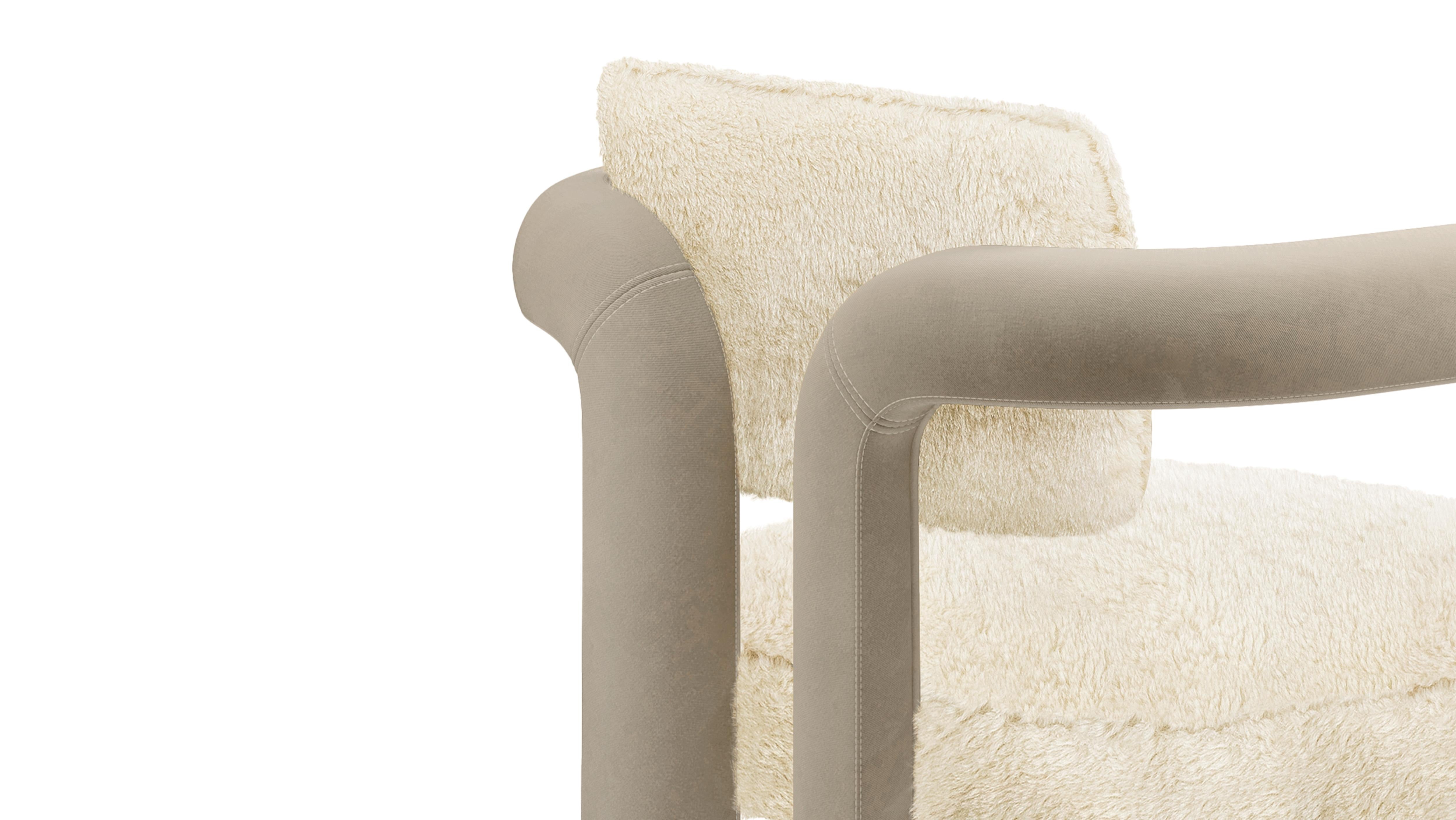Contemporary Double Arch Dining Chair, Fur & Velvet, InsidherLand by Joana Santos Barbosa For Sale