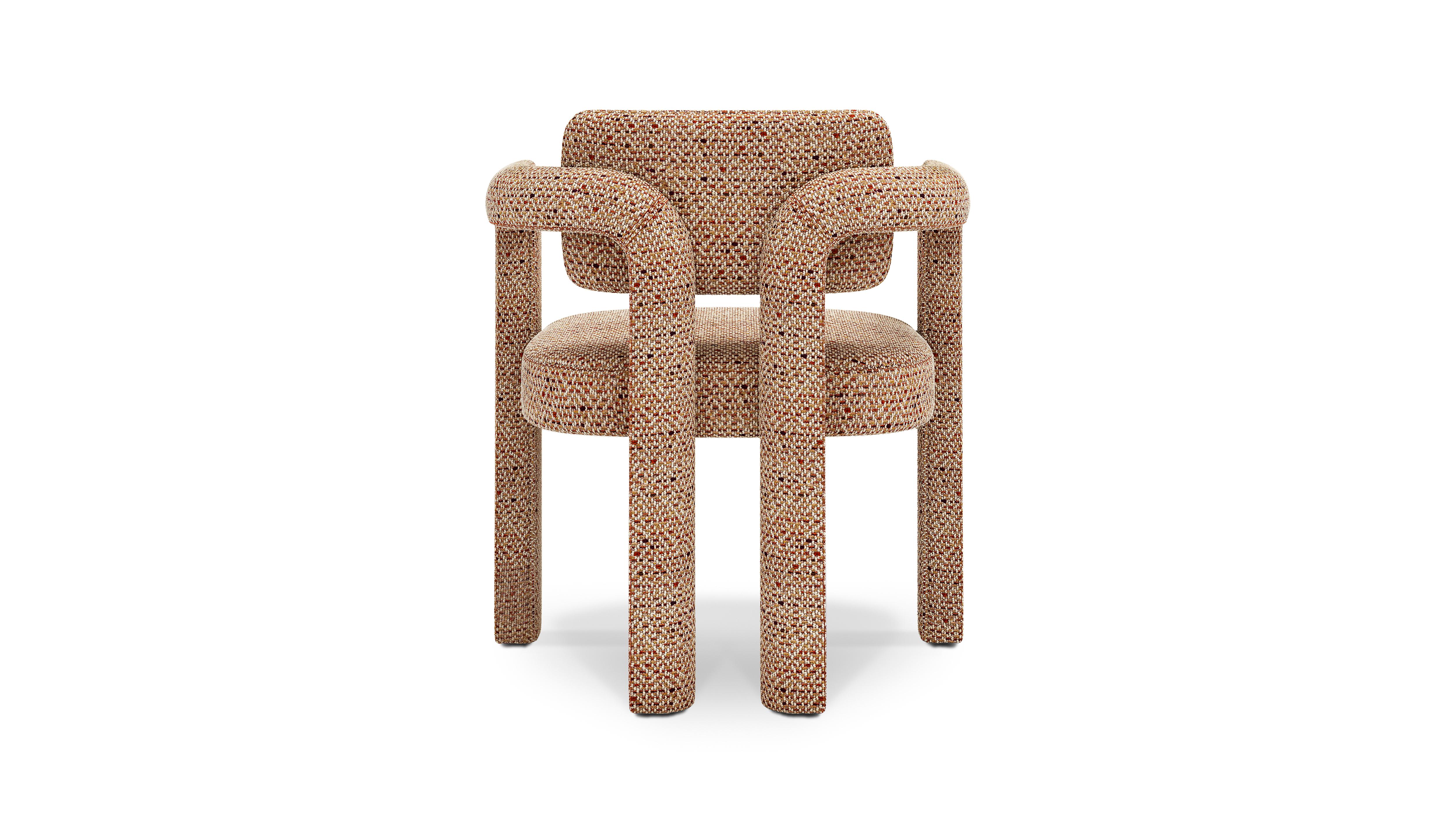 Double Arch Dining Chair In Zolan 05 Textured Upholstery by InsidherLand In New Condition For Sale In Geneve, CH