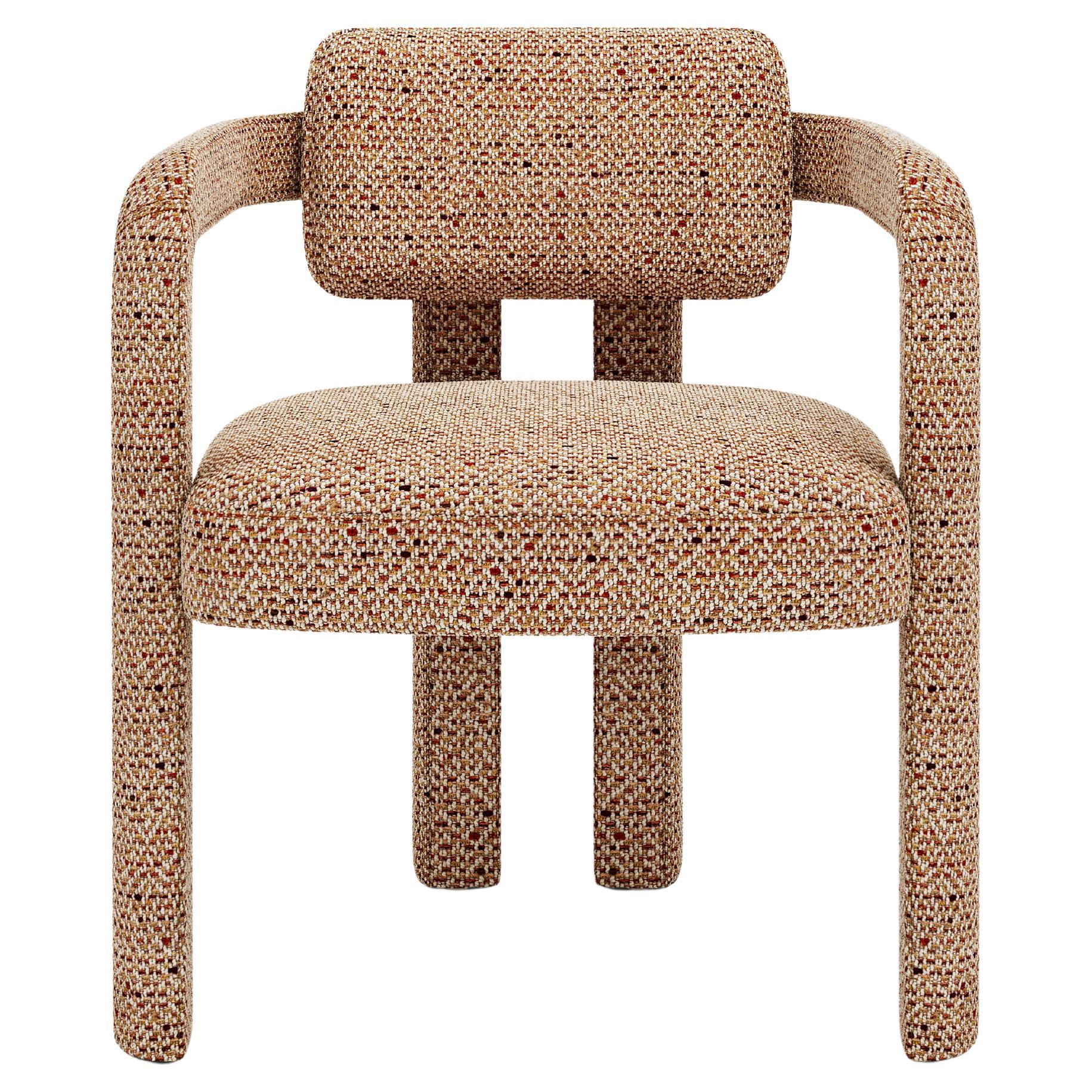 Double Arch Dining Chair In Zolan 05 Textured Upholstery by InsidherLand For Sale