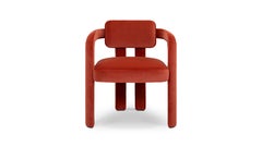 Modern sculptural red velvet handmade Double Arch dining chair by InsidherLand