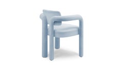 Modern sculptural baby blue velvet Double Arch dining chair by InsidherLand