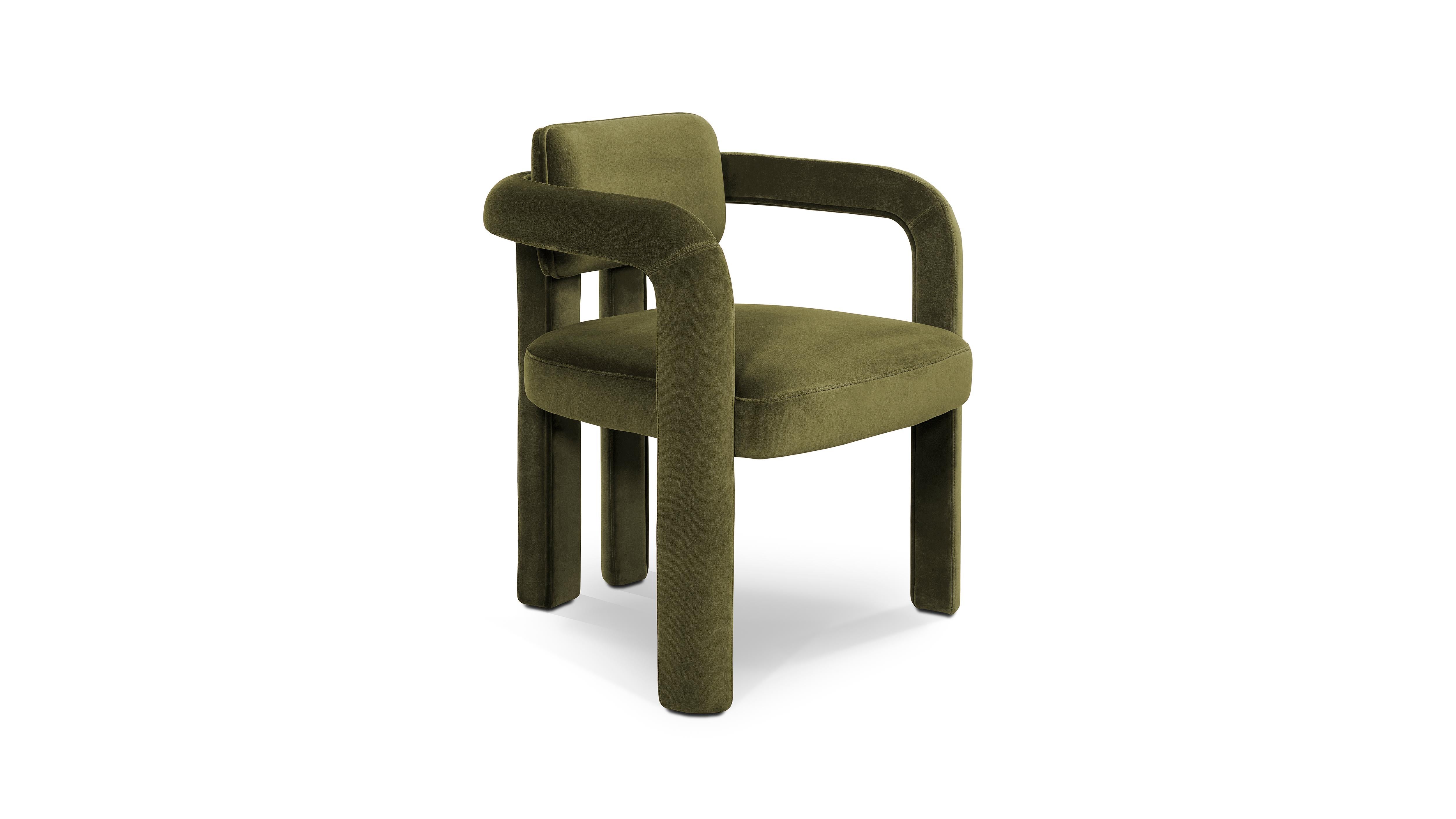 Portuguese Double Arch Dining Chair, Velvet, InsidherLand by Joana Santos Barbosa For Sale