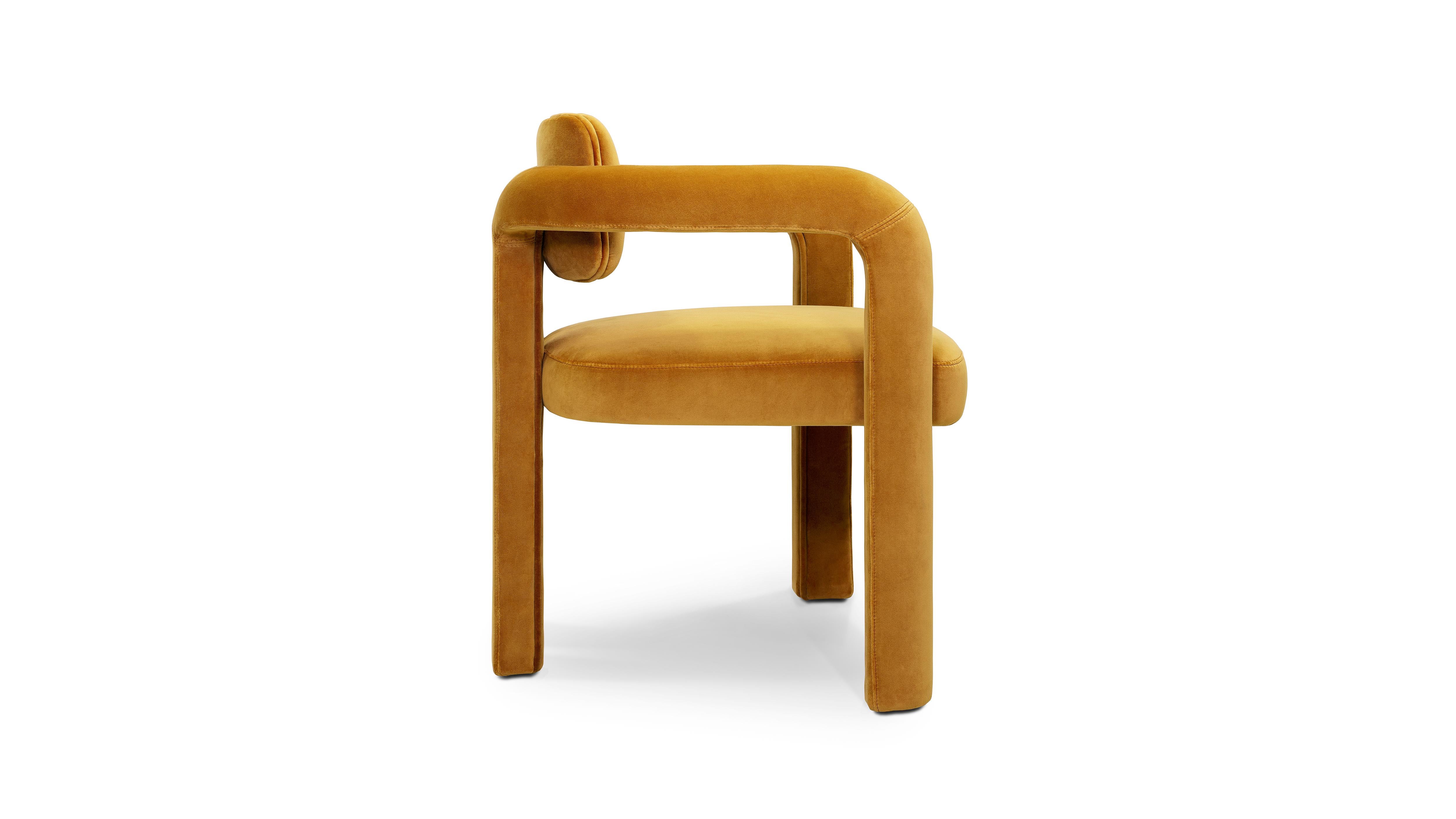 Portuguese Double Arch Dining Chair, Velvet, InsidherLand by Joana Santos Barbosa For Sale