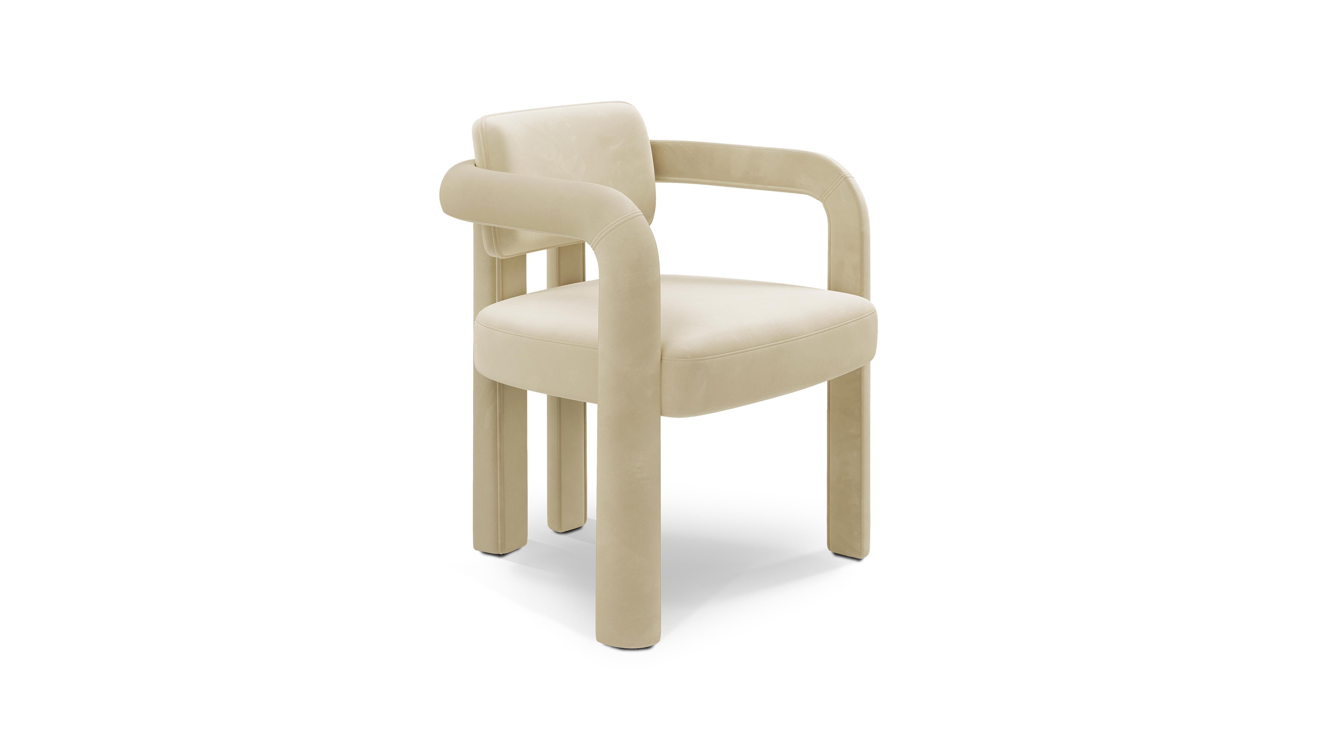 Portuguese Double Arch Dining Chair, Velvet, InsidherLand by Joana Santos Barbosa For Sale