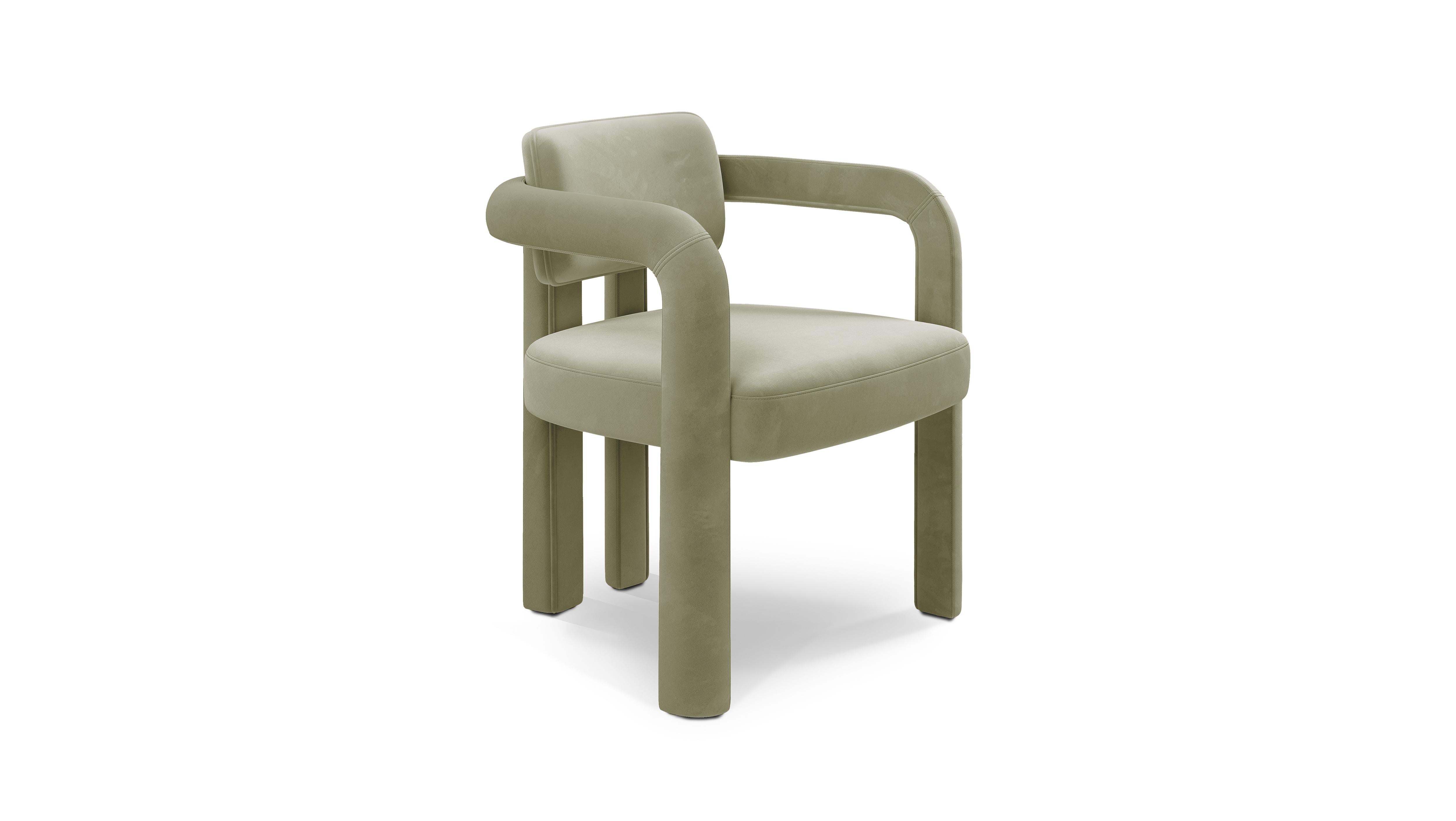 Portuguese Double Arch Dining Chair, Velvet, InsidherLand by Joana Santos Barbosa For Sale