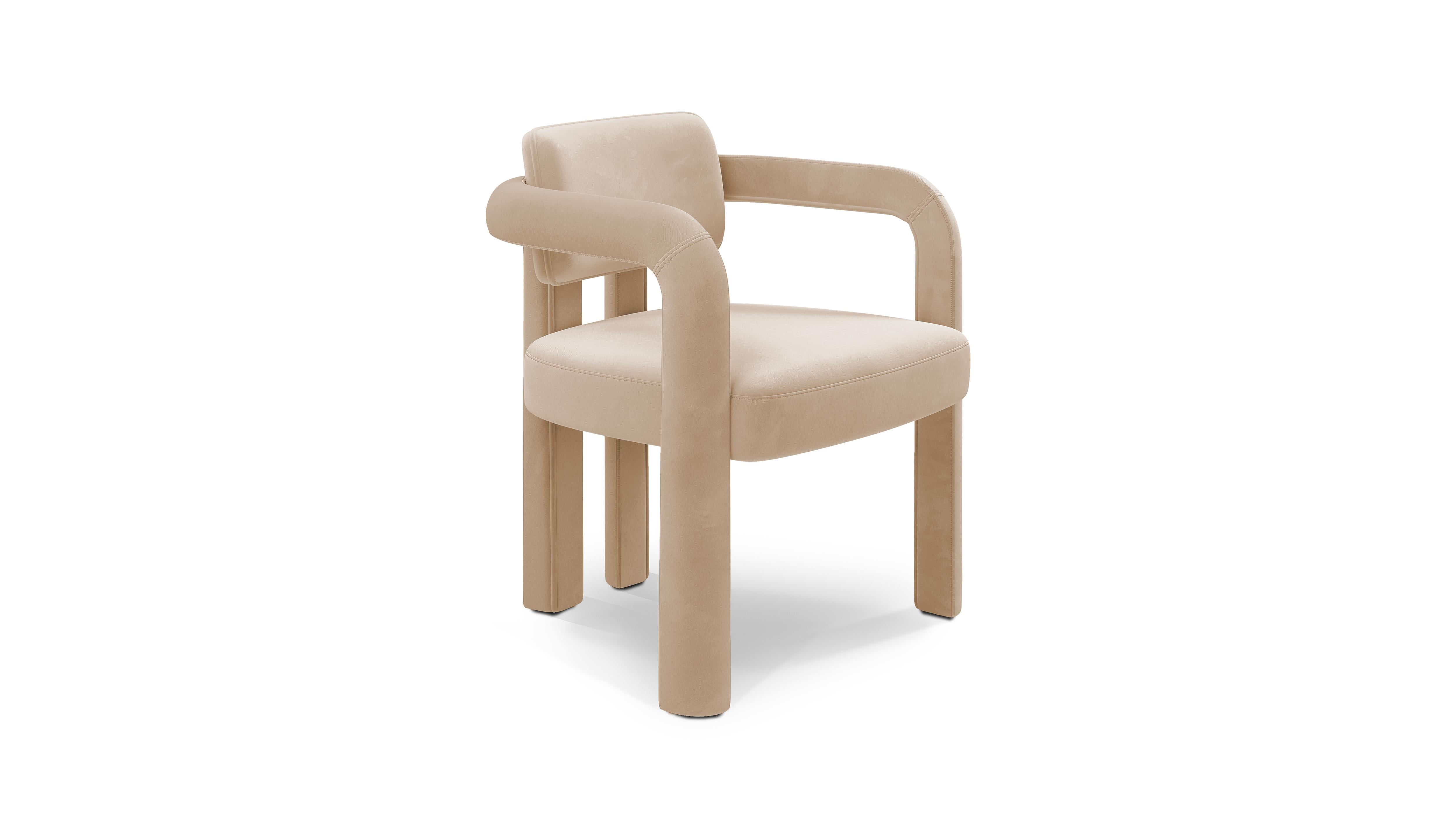 Portuguese Double Arch Dining Chair, Velvet, InsidherLand by Joana Santos Barbosa For Sale