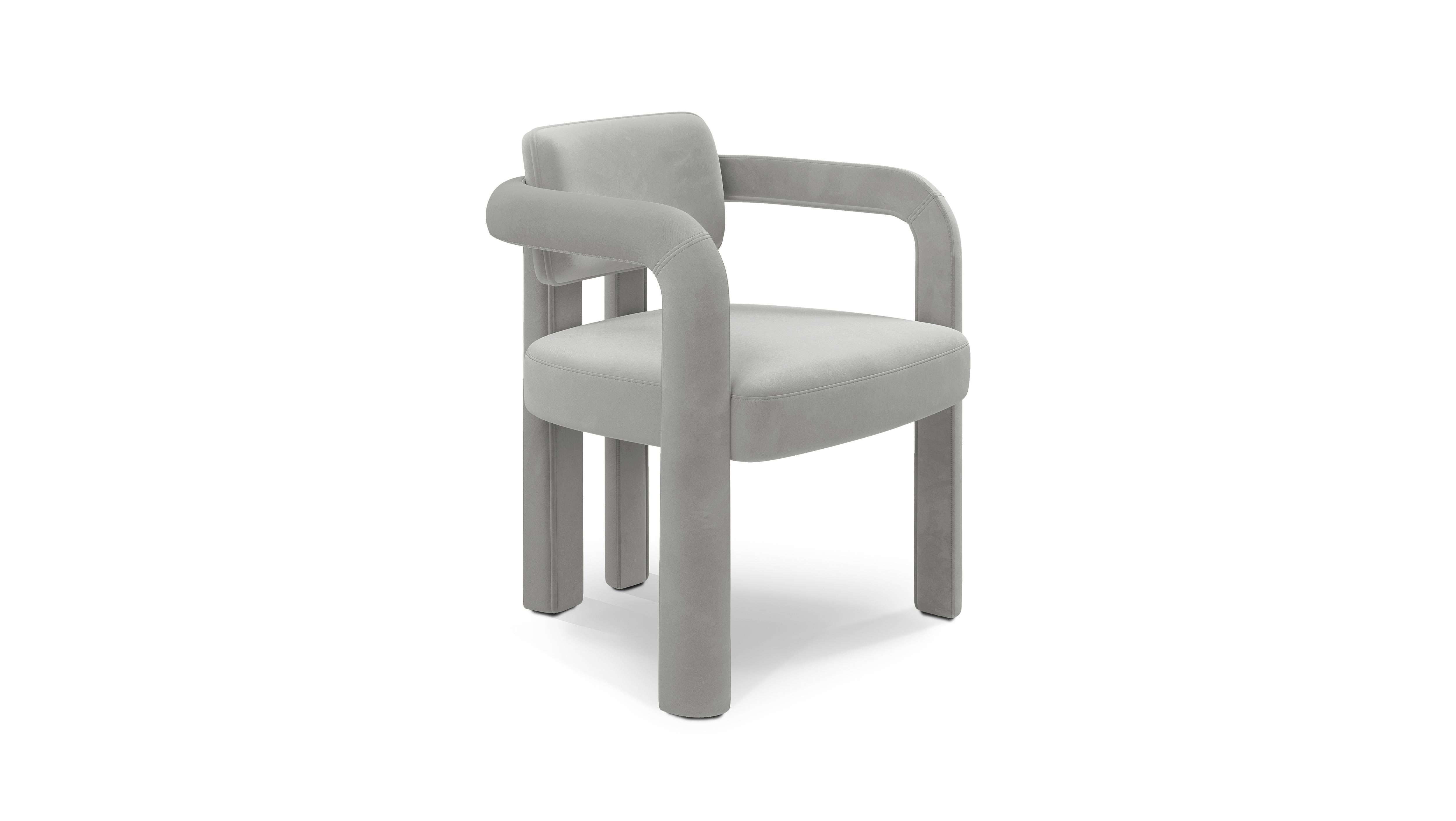 Portuguese Double Arch Dining Chair, Velvet, InsidherLand by Joana Santos Barbosa For Sale