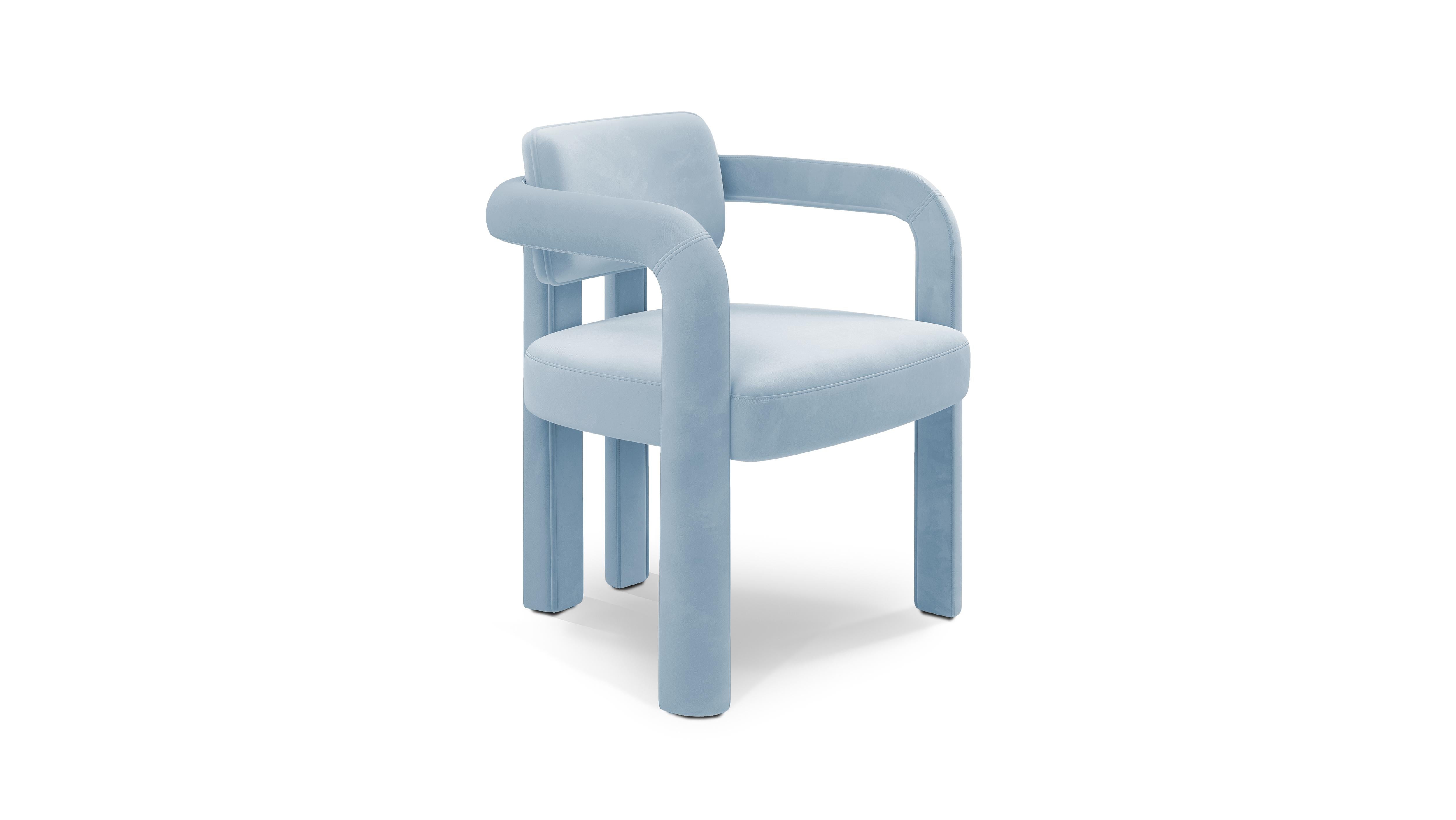 Portuguese Double Arch Dining Chair, Velvet, InsidherLand by Joana Santos Barbosa For Sale