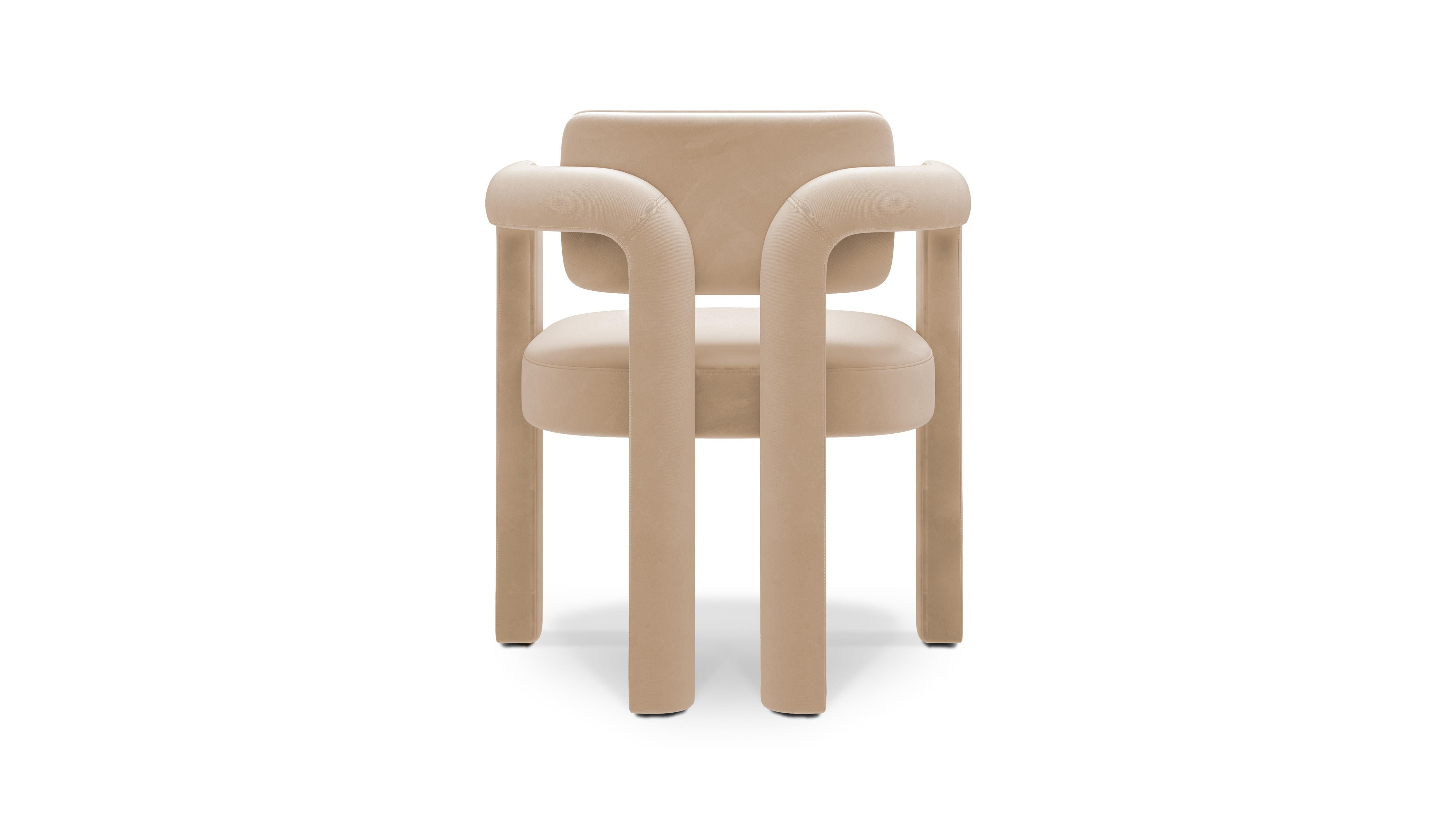 Hand-Crafted Double Arch Dining Chair, Velvet, InsidherLand by Joana Santos Barbosa For Sale