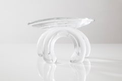 "Double Arch" Handblown Clear Glass Ashtray Dish