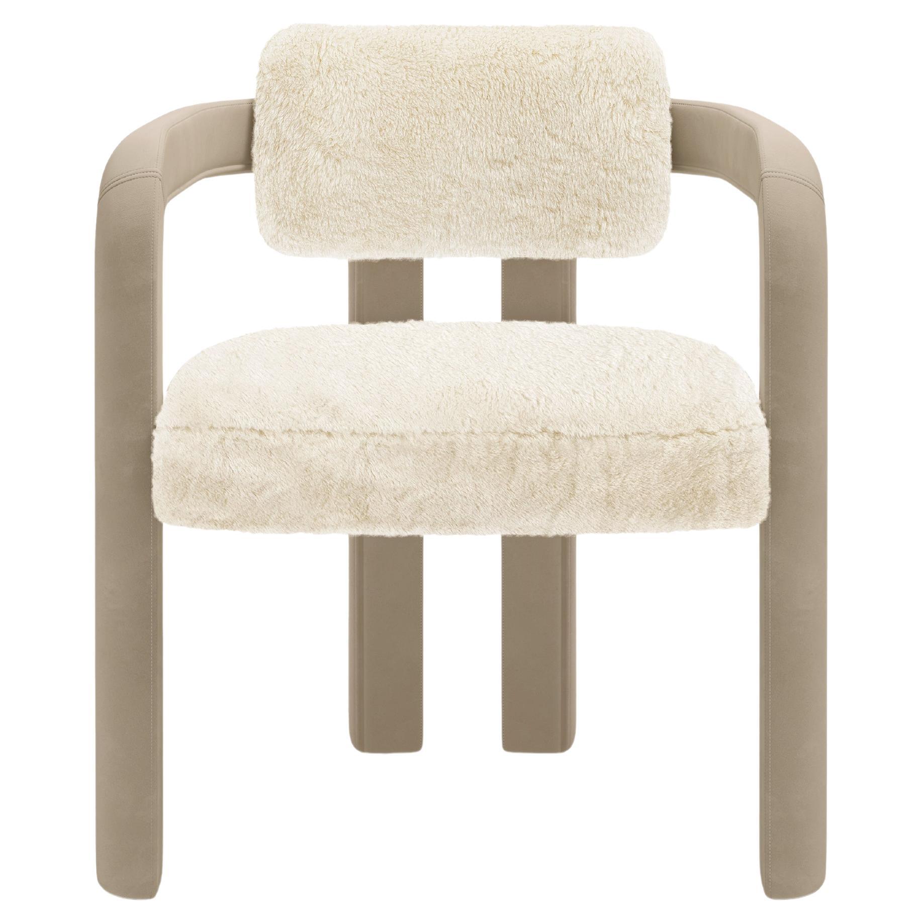 Double Arch Special Edition Dining Chair In Fur & Velvet Fabric by InsidherLand For Sale