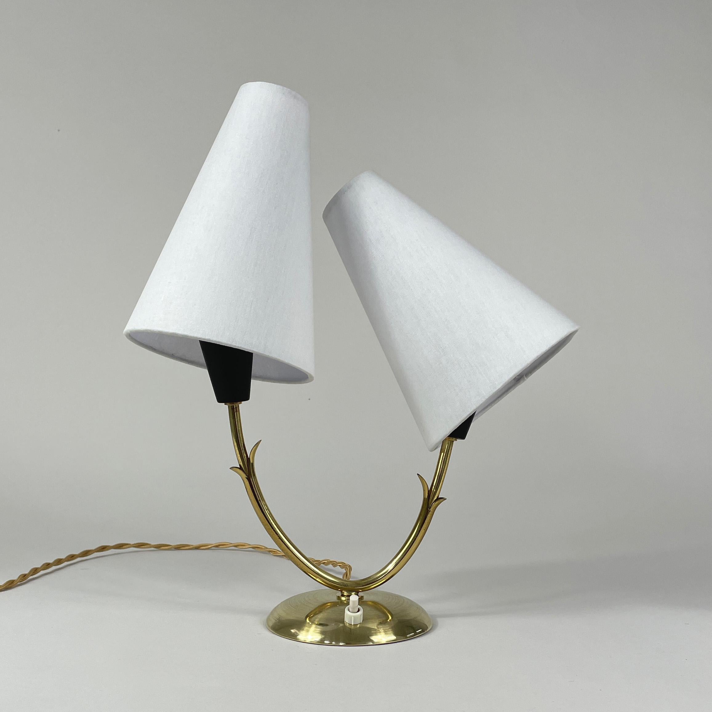 Double Arm Brass Table Lamp, Sweden 1950s For Sale 3