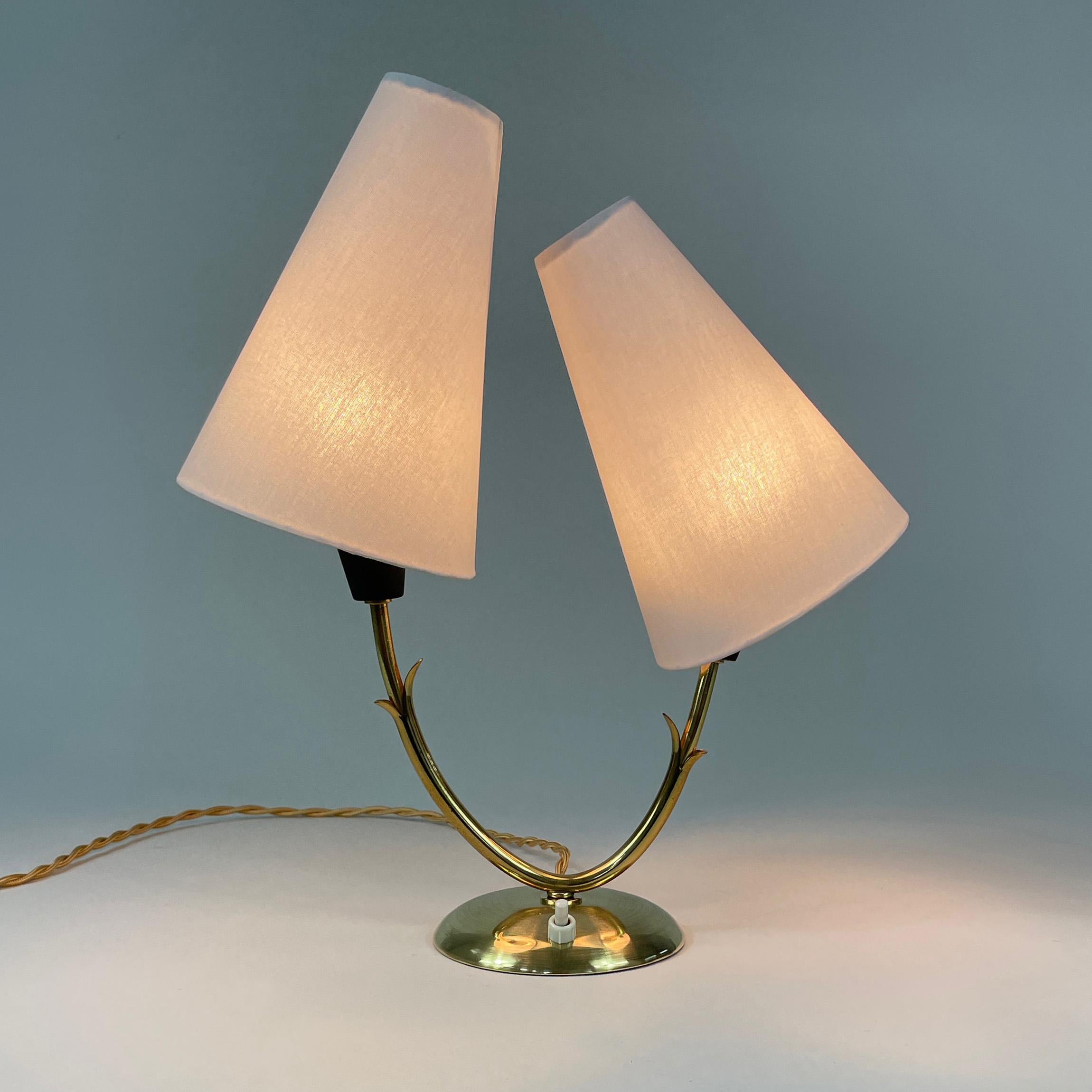 Double Arm Brass Table Lamp, Sweden 1950s For Sale 4