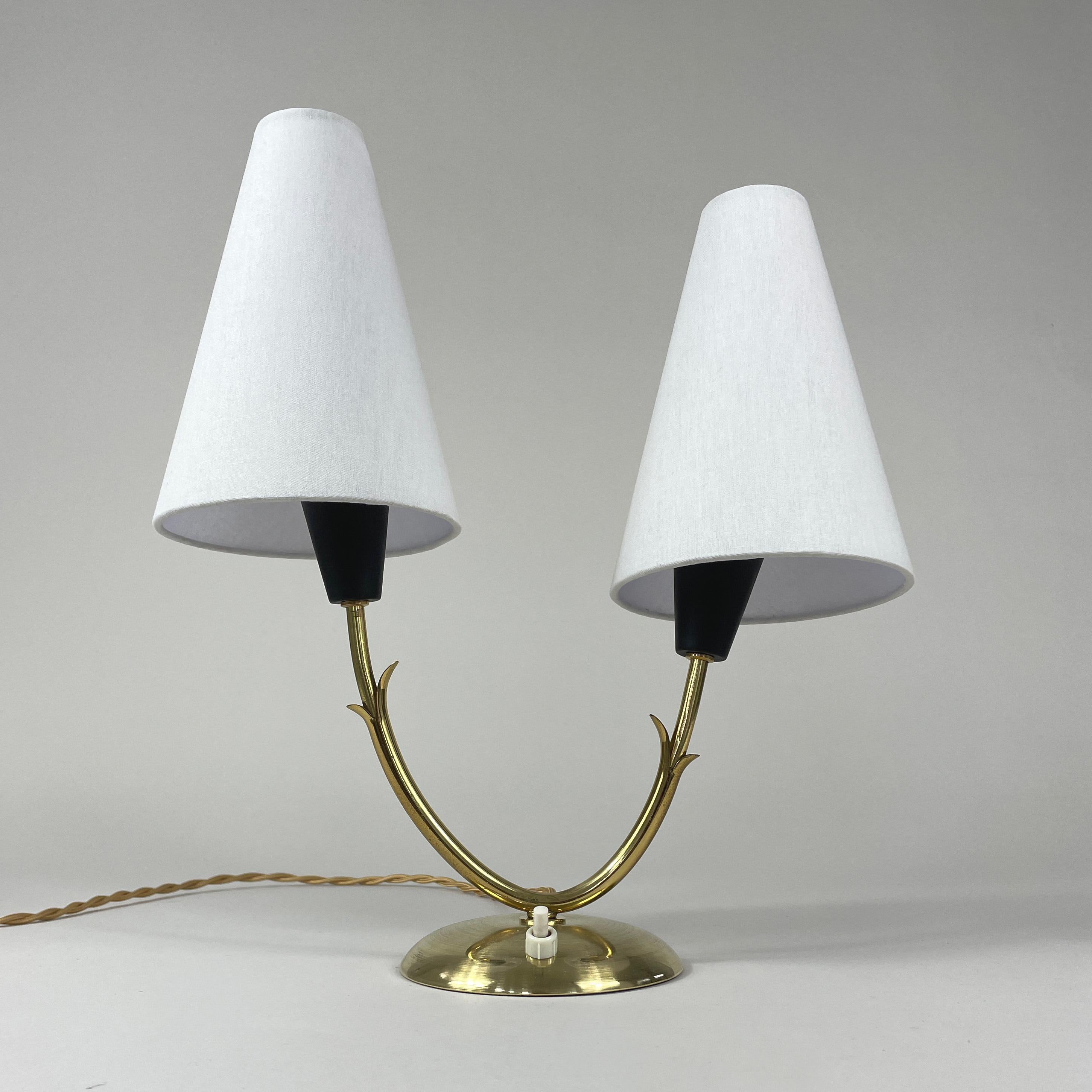 Double Arm Brass Table Lamp, Sweden 1950s For Sale 6