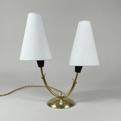 Double Arm Brass Table Lamp, Sweden 1950s