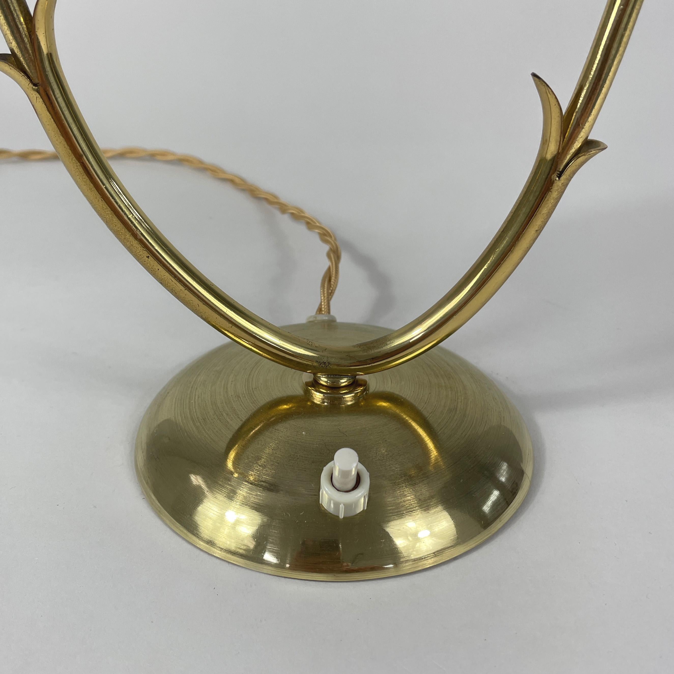 Double Arm Brass Table Lamp, Sweden 1950s For Sale 1