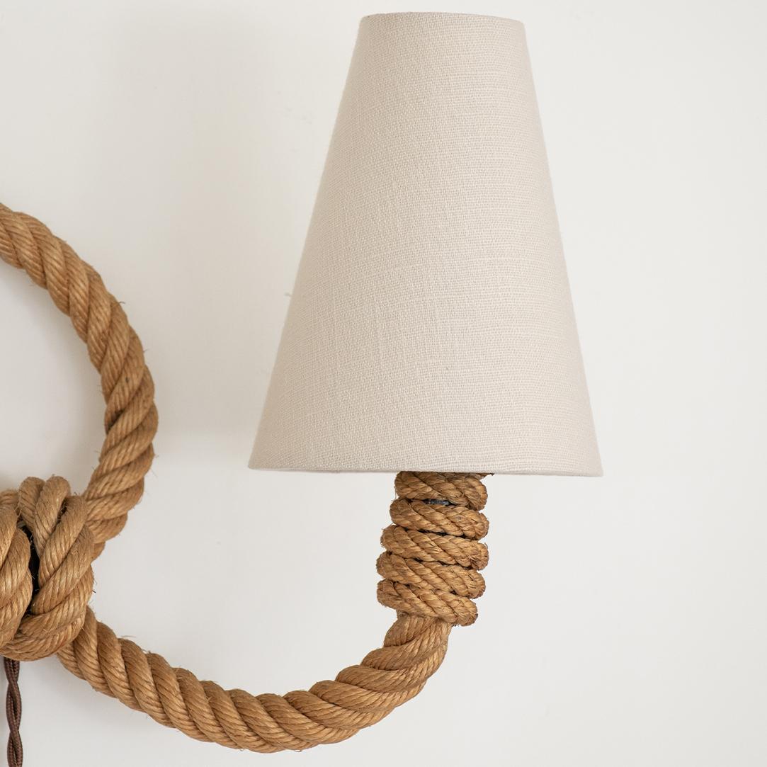 Mid-Century Modern Double Arm Rope Sconce by Audoux Minet