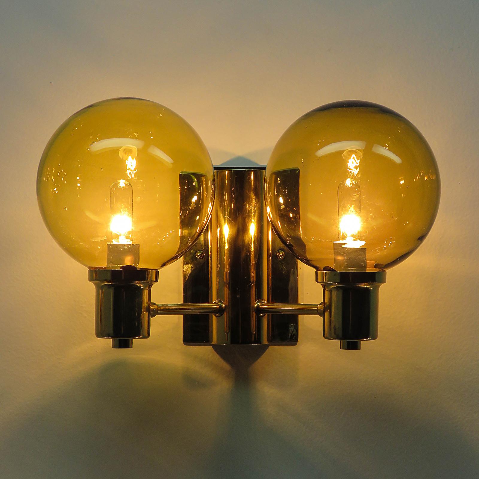 Brass Double Arm Wall Lights by Hans Agne Jakobsen, 1950 For Sale
