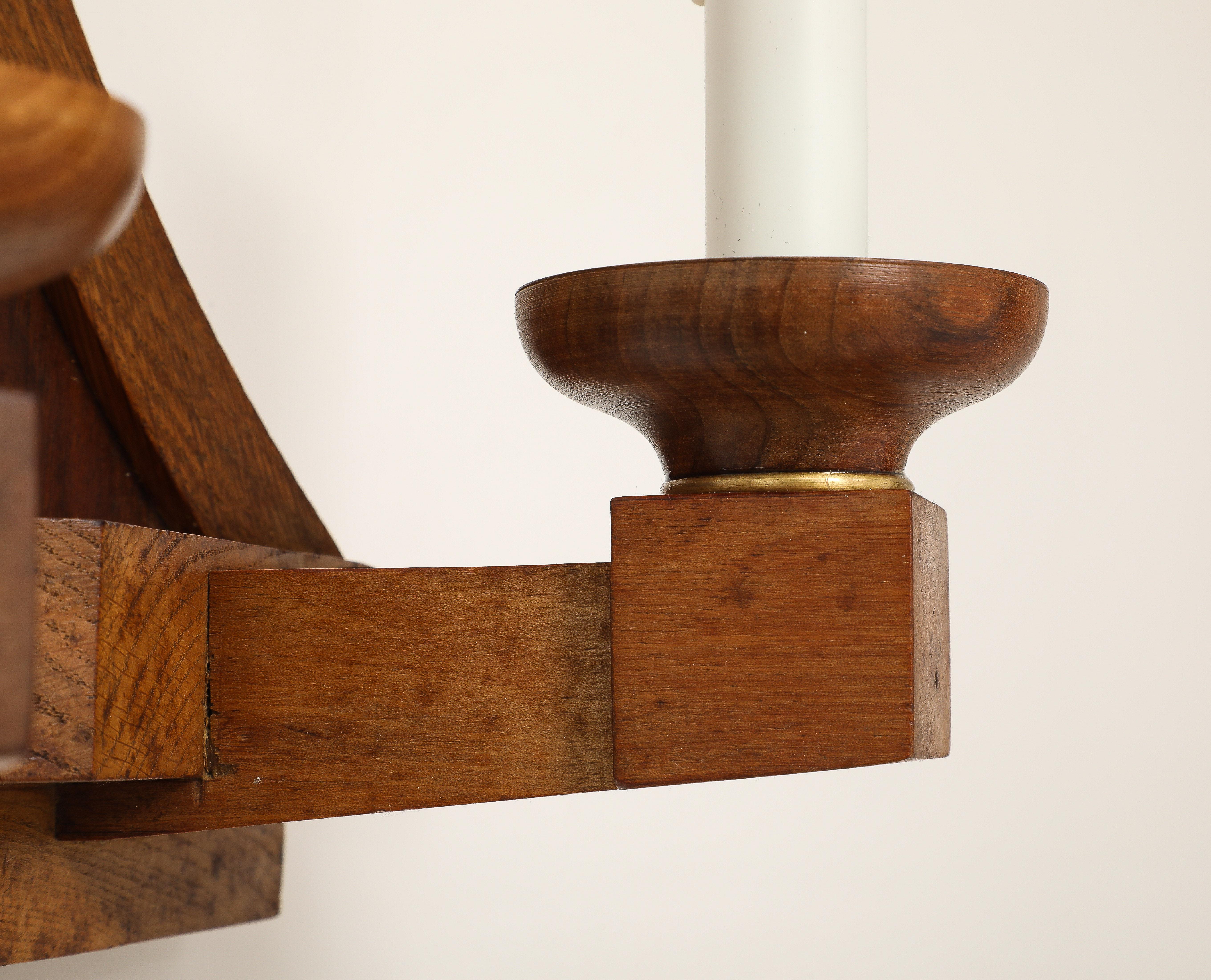 Double Arms All Oak Modernist Sconces - France 1940's For Sale 5