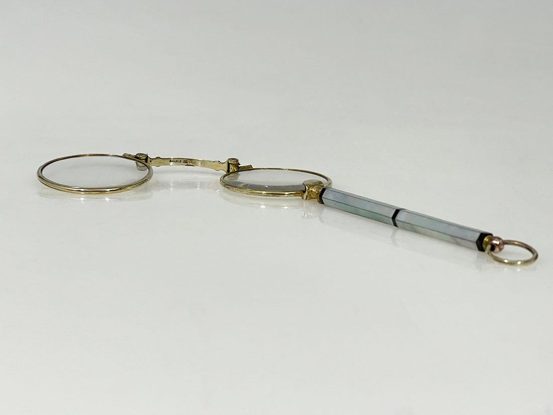 European Doublé Art Deco Face-a-Main Lorgnette, 1920s For Sale