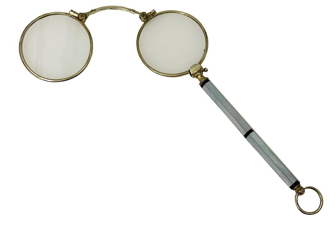 Doublé Art Deco Face-a-Main Lorgnette, 1920s In Good Condition For Sale In Delft, NL