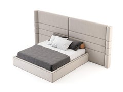 Double Art Deco Style Sublime Bed Made with Textile, Handmade by Stylish Club