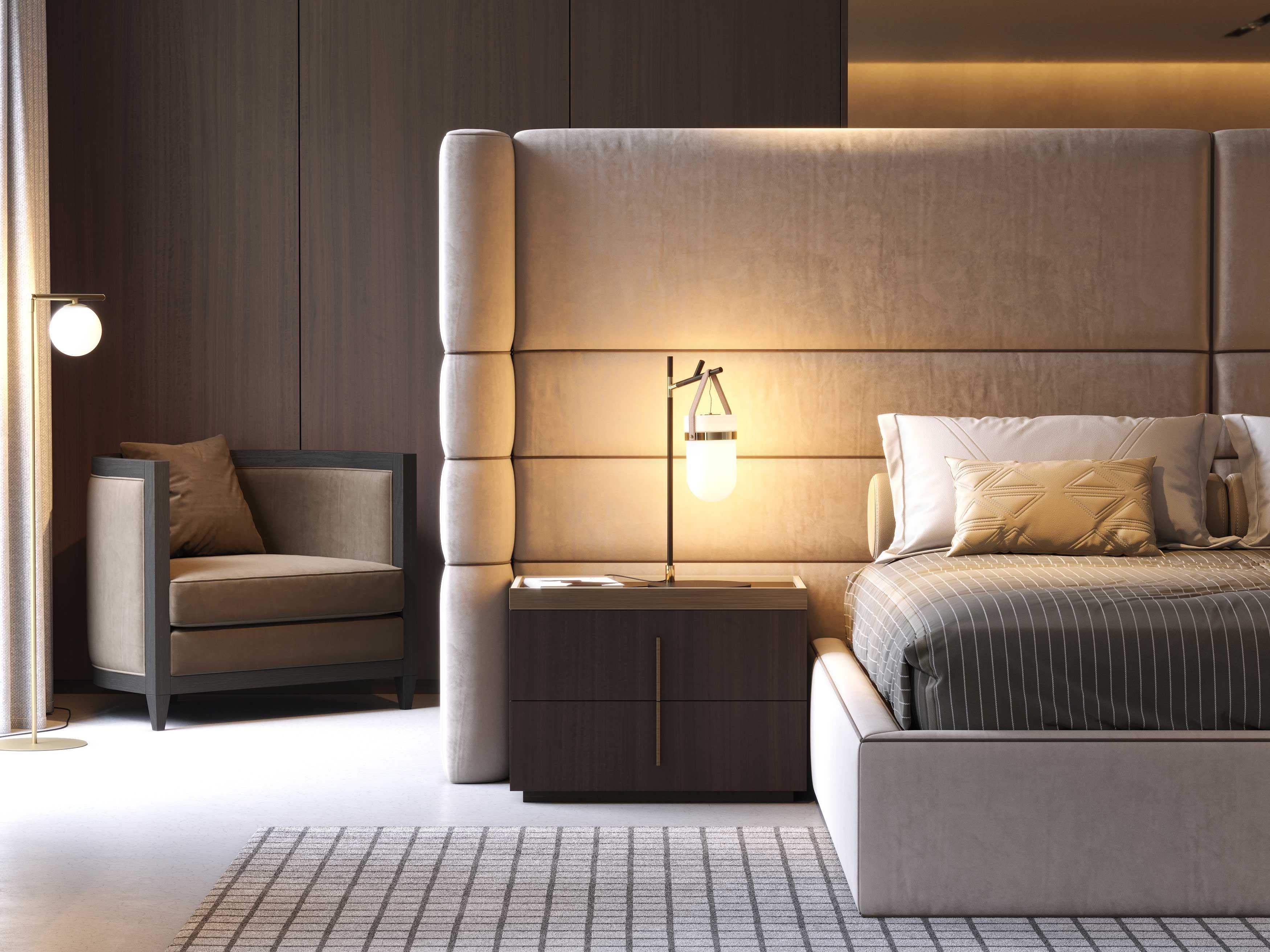 Double Art Deco Style Sublime Bett mit Textilien, handgefertigt von Stylish Club (Handgefertigt) im Angebot