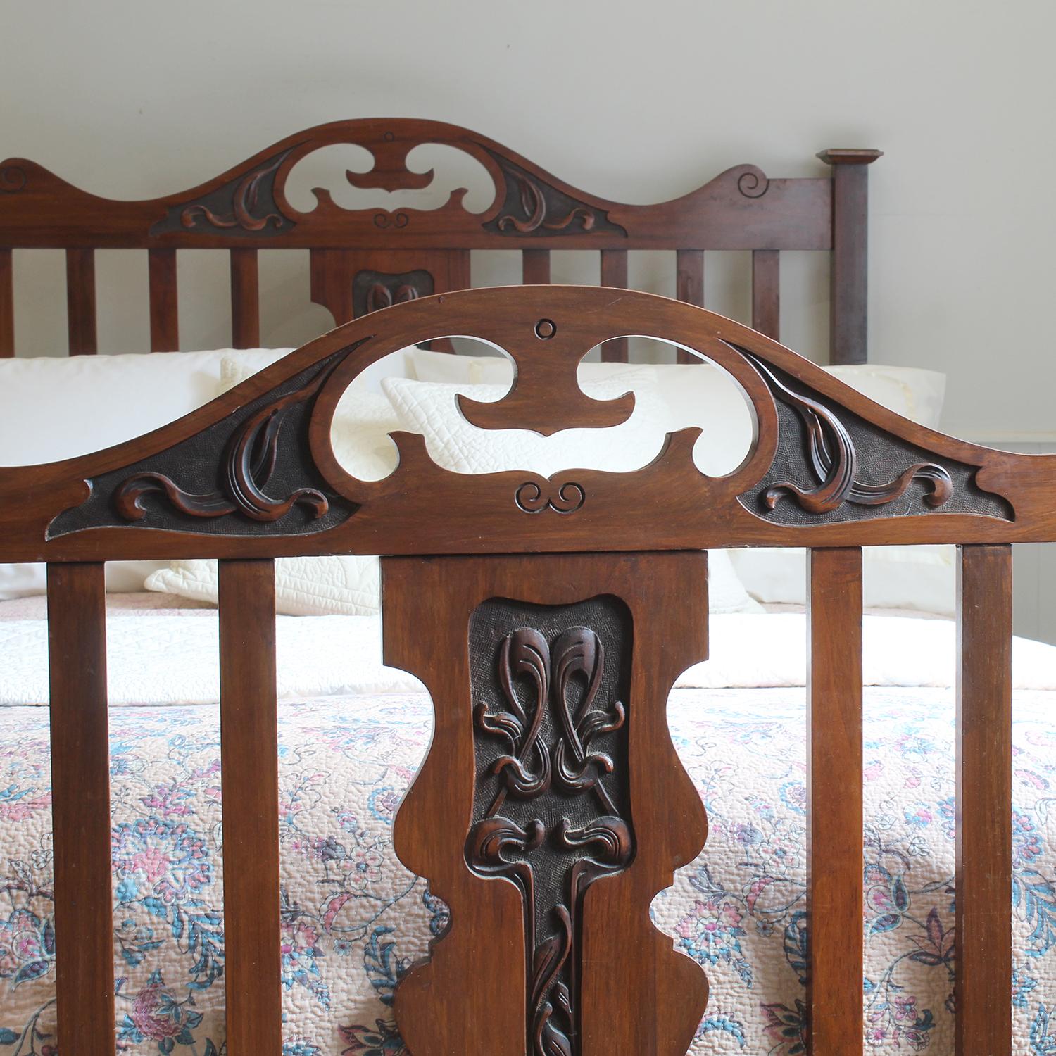 Double Art Nouveau Antique Bed - WD61 In Good Condition In Wrexham, GB