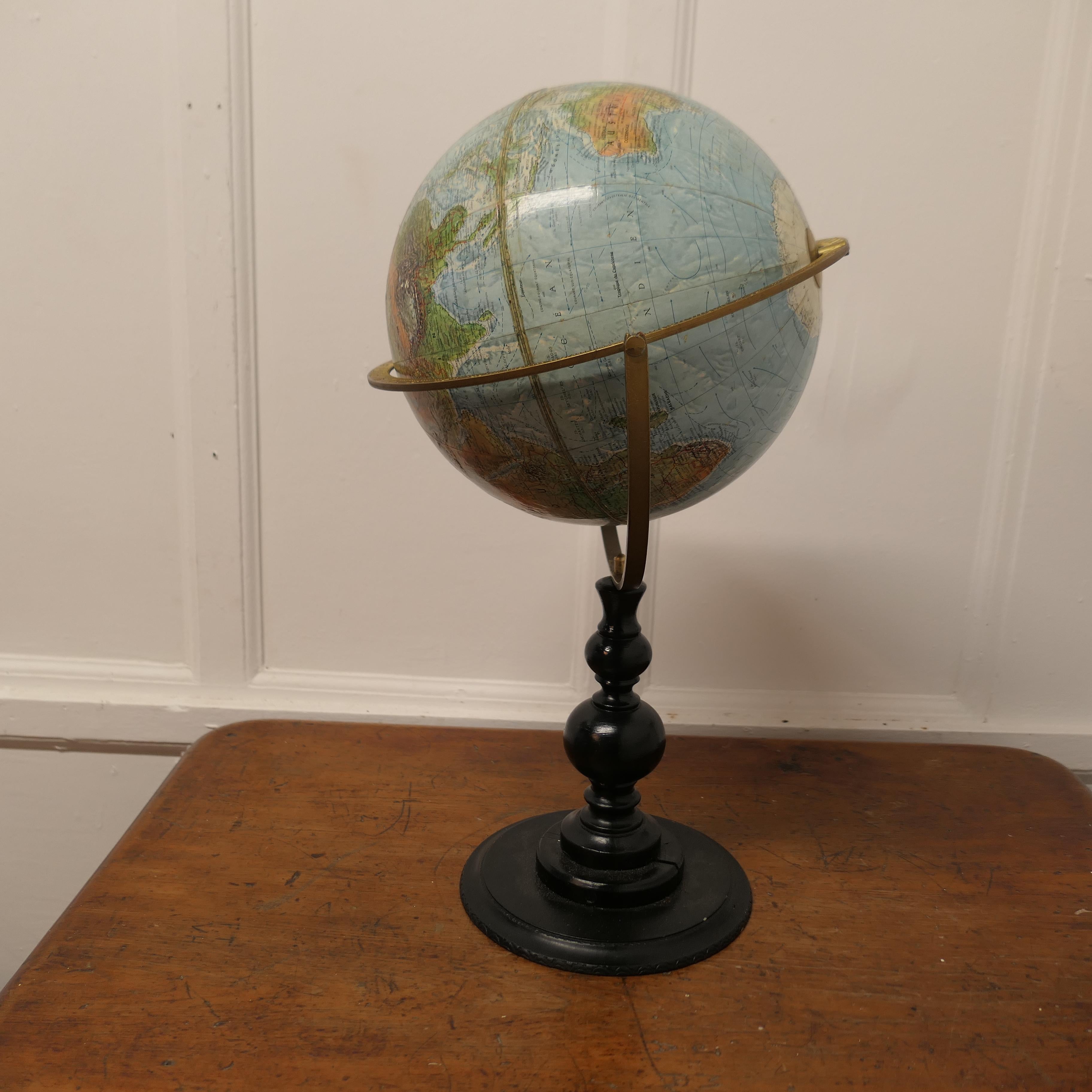 Art Deco Double Axis Scan Globe A/S with Raised Topography A good quality Desk Globe For Sale