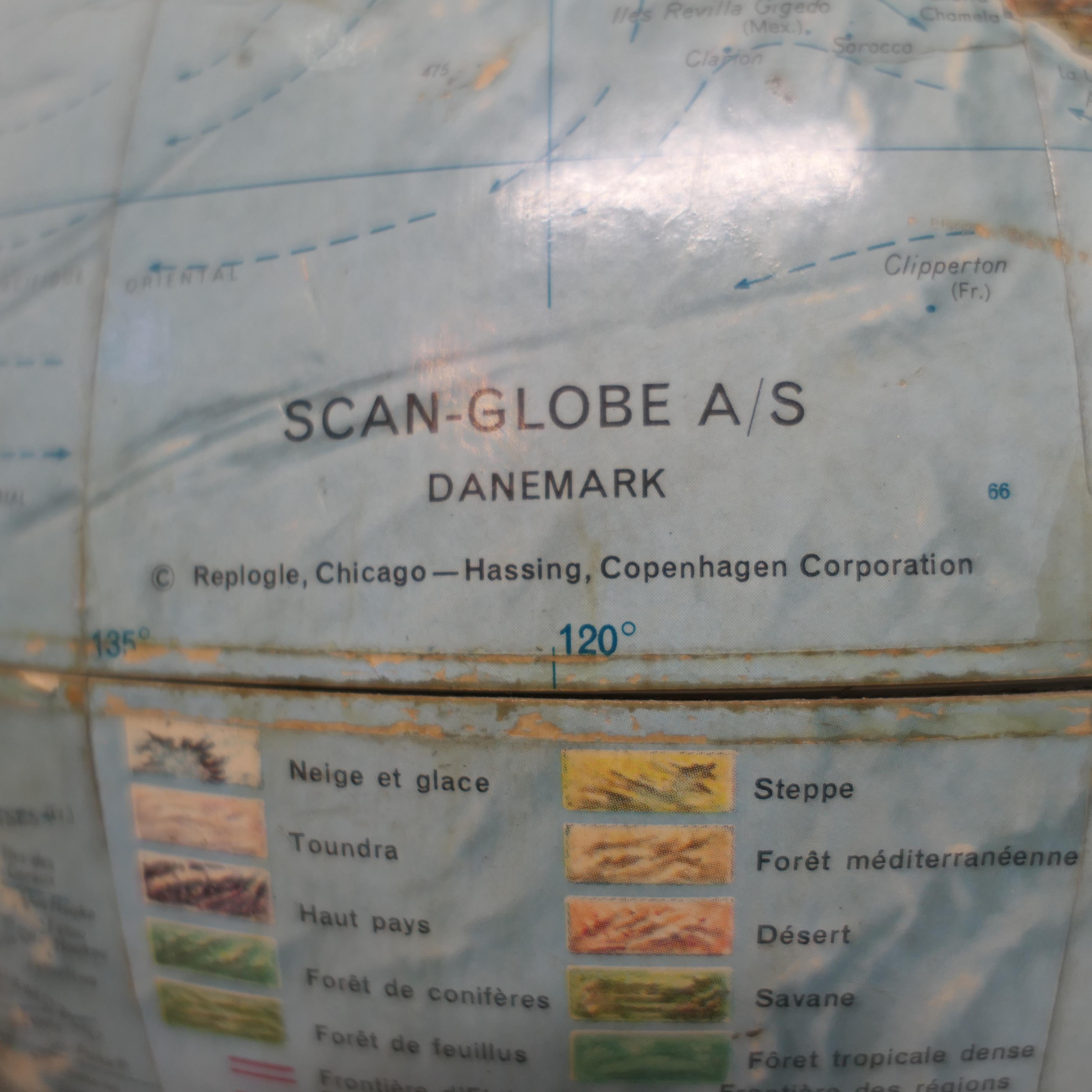 Mid-20th Century Double Axis Scan Globe A/S with Raised Topography A good quality Desk Globe For Sale
