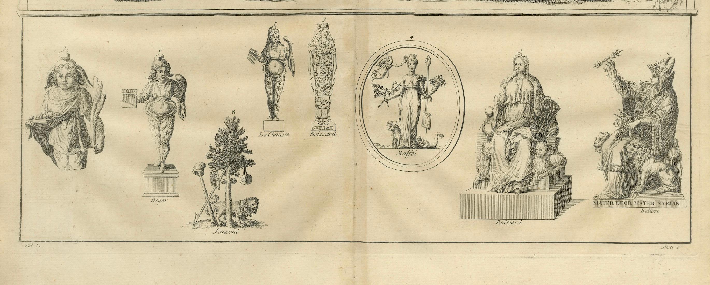 Double Bacchic Frieze, Classical Mythological Relief – Montfaucon Engraving 1721