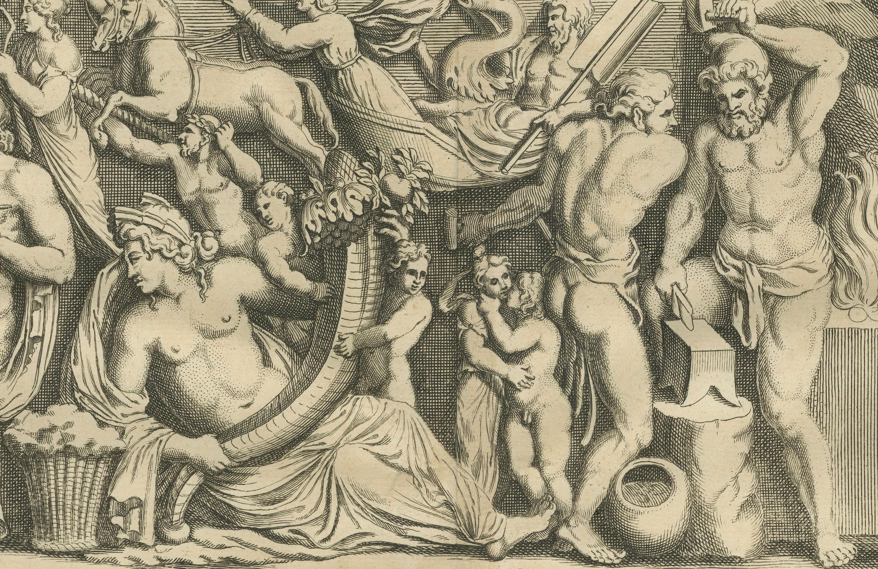 Double Bacchic Frieze, Classical Mythological Relief – Montfaucon Engraving 1721
