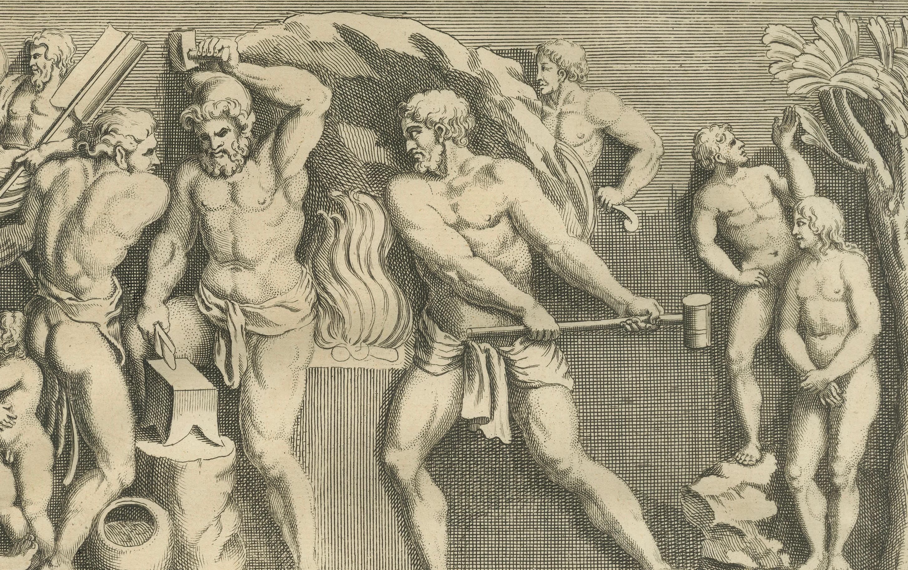 Double Bacchic Frieze, Classical Mythological Relief – Montfaucon Engraving 1721