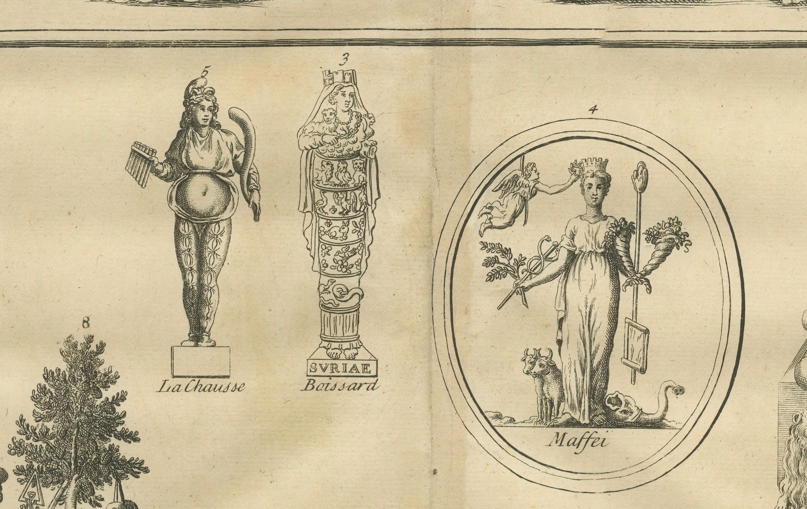 Double Bacchic Frieze, Classical Mythological Relief – Montfaucon Engraving 1721