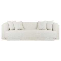 Designer-Sofa mit doppelter Rückenlehne, gepolstert mit Boucle-Stoff