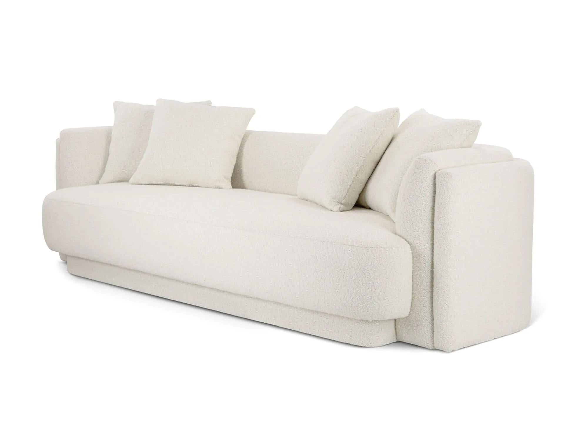 Bois Canapé design à double dossier tapissé de tissu Boucle en vente