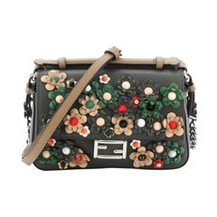 Double Baguette Flower Studded Leather Micro