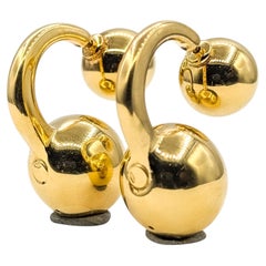 Double Ball Drop Earrings in 18k Yellow Gold
