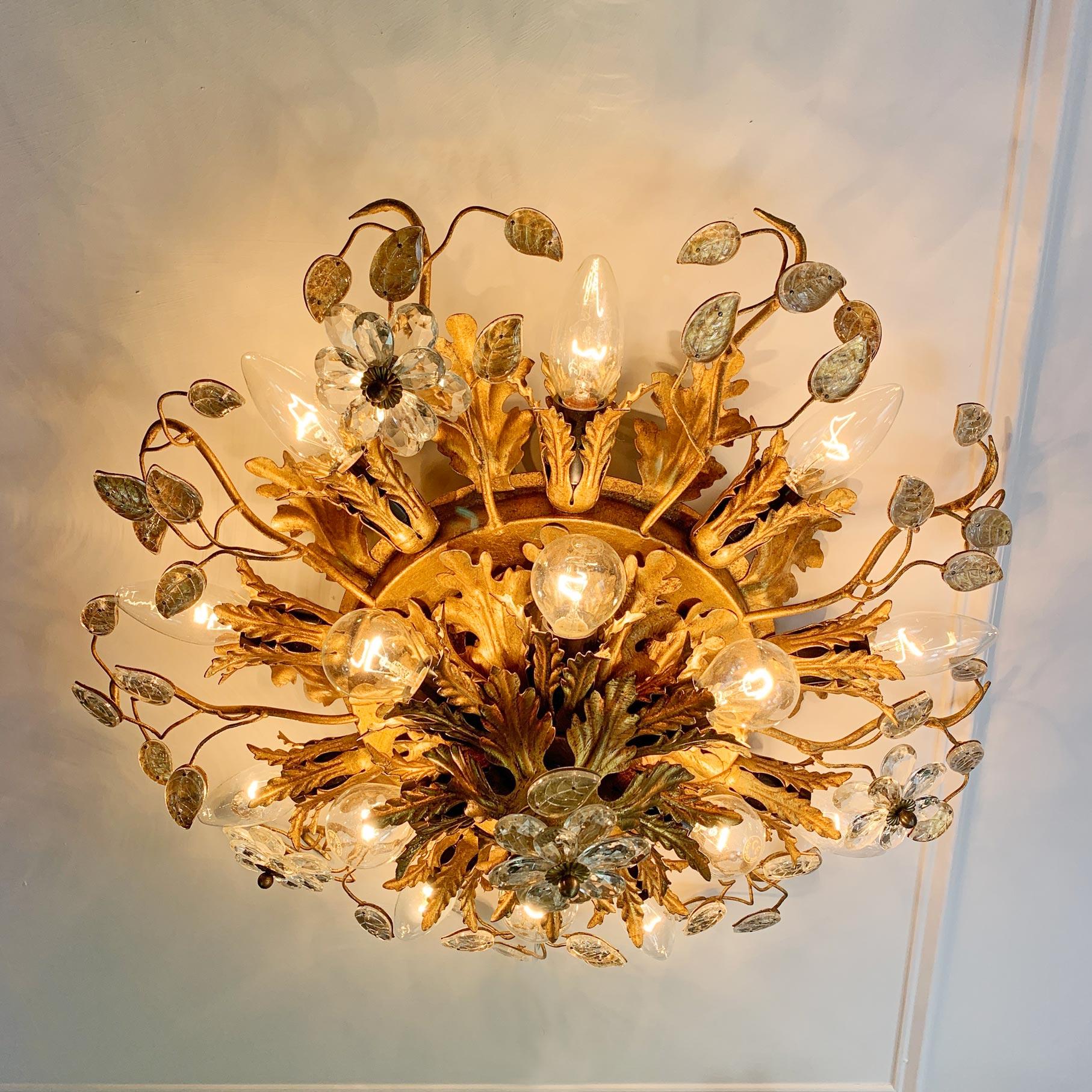 Double Banci Firenze Gilt Murano Glass Flush Light 3