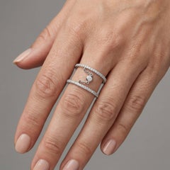 0.65ct Round Diamond Double Band 14K Gold Chain Link Ring