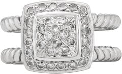 Double Band Halo Diamond White Gold Ring